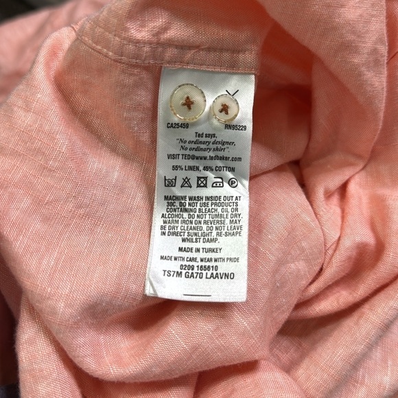 Ted Baker Pink Long Sleeve Button Down Linen Cotton Blend Shirt Size 6 - Picture 8 of 9